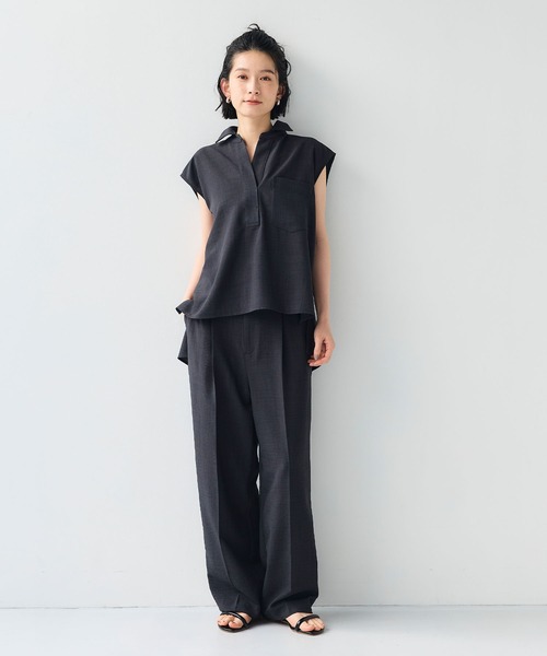 Nonnative センタープリーツ　黒 スラックス ゴムウエスト　サイズ　1 UNE MANSION スラックス パンツ 「 足長効果あり/美脚シルエット