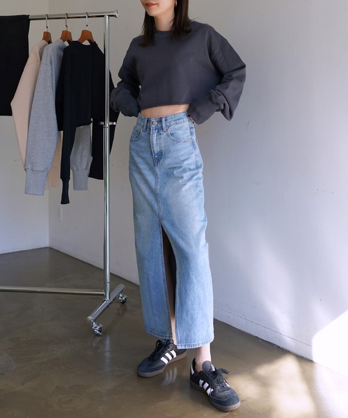 ジースターロウ デニムロングスカート スリット付き GYDA（ジェイダ）の「NEWサイドスリットデニムロングスカート