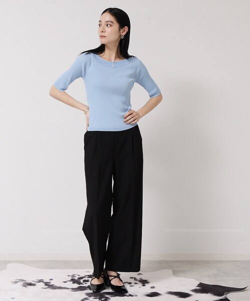 SunaUna（スーナウーナ） パンツ 「ウエストゴム／カラ三素材」ワイド