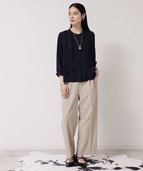 SunaUna（スーナウーナ） パンツ 「ウエストゴム／カラ三素材」ワイド