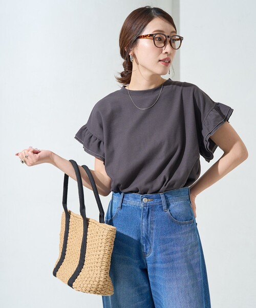 FREAK'S STORE tシャツ 限定展開 ワッフル フリル 袖トップス