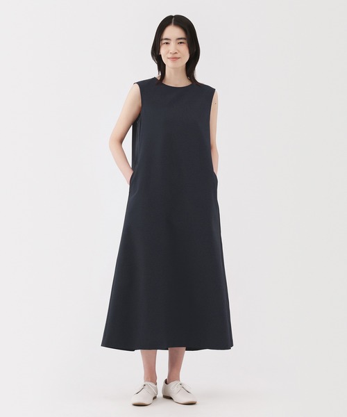 ２〜４日でお届け！ストレッチ素材ノースリーブシャツワンピース 無印良品 ワンピース 婦人 風を通す ストレッチサッカー