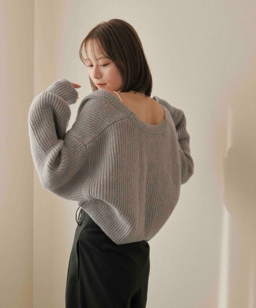 「Reurie'」 ニットボレロ FREE チャコールグレー レディース_画像5