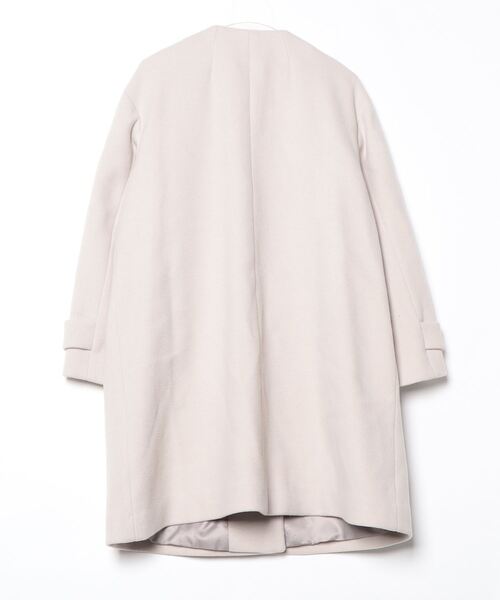 美品 ほぼ未使用 カシミヤ混 グリーンレーベルリラクシング ノーカラーコート green label relaxing（グリーンレーベルリラクシング） ノーカラー