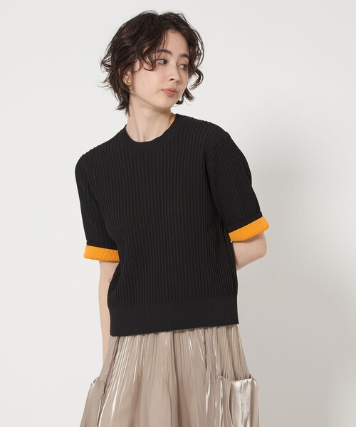 UNITED ARROWS P 天竺 ハーフスリーブ ニット　ブラック UNITED ARROWS P 天竺 ハーフスリーブ ニット ブラック - メルカリ