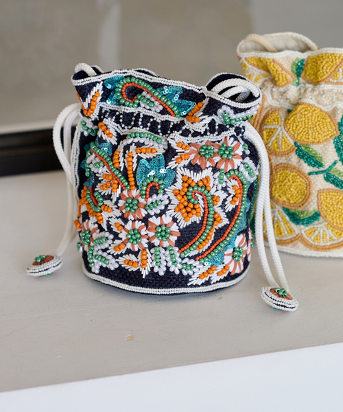アナスイ かごバッグ ビーズ 刺繍ロゴ 希少 バンブー 編み込み