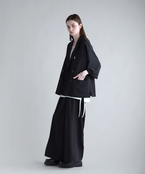 ハーフスリーブジャケット ブラック SOCCE ジャケット テーラードジャケット 「セットアップ可」ダブル