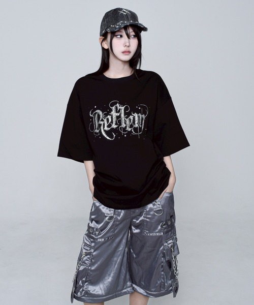 REFLEM tシャツ 「REFLEM/レフレム」ロゴラインストーンTシャツ