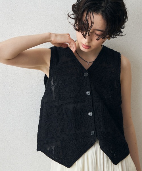 Trish（トリッシュ） ベスト ジレ コットン刺繍ベスト レディース