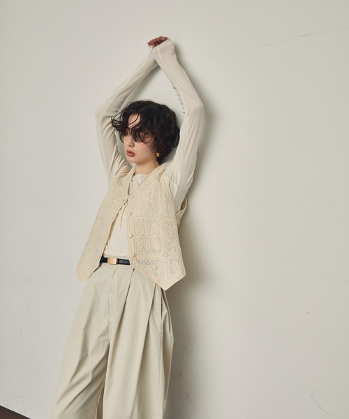 Trish（トリッシュ） ベスト ジレ コットン刺繍ベスト レディース
