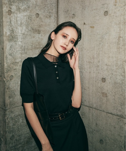 ポロシャツ ポロ 「hatoooooooooo」Knit tee スタイル半袖ポロシャツニットティー/サマーニット レディース