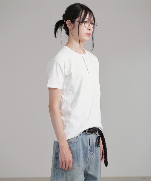 Chikashitsu+ tシャツ 「Chikashitsu＋」henry neck half sleeve