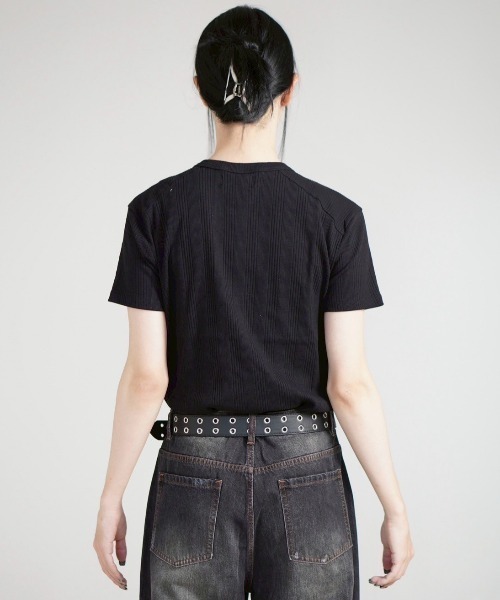 kizukiブラック ヘンリーネック Licht Bestreben - Henry Neck Summer Knit