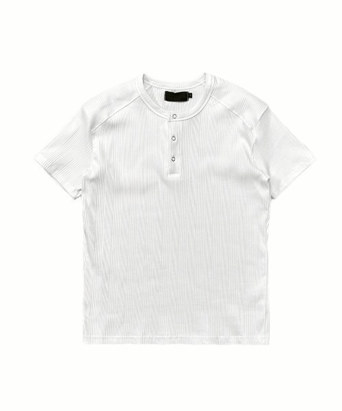 Chikashitsu+（チカシツプラス） ヘンリーネック tシャツ