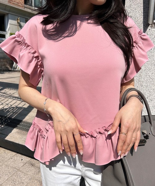 miumiu♡Tシャツ フリル MIU MIU - miumiu フリルTシャツ 試着のみタグ付きの通販 by ぽん's
