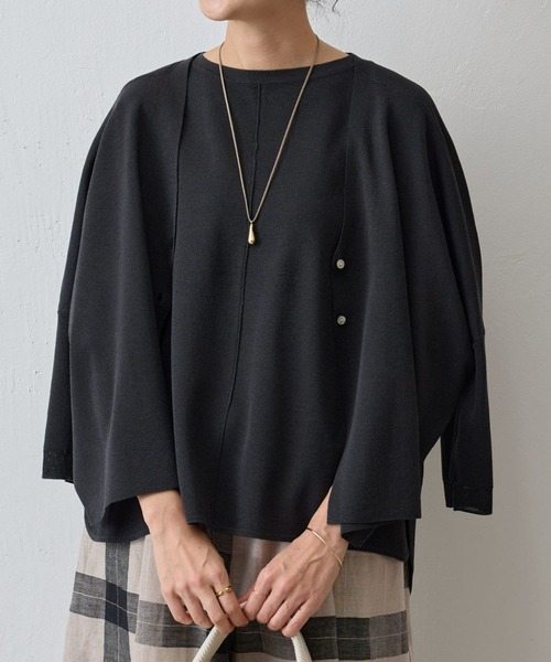 BEARDSLEY（ビアズリー） 7分袖ニットカーディガン FREE ブラック