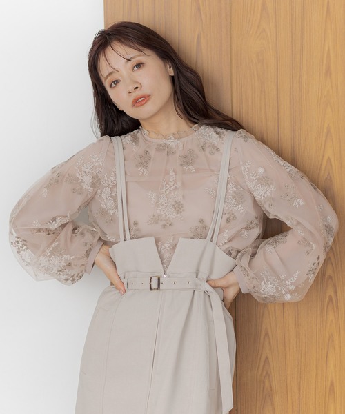 「mysty woman」 長袖ブラウス FREE ピンクベージュ レディース