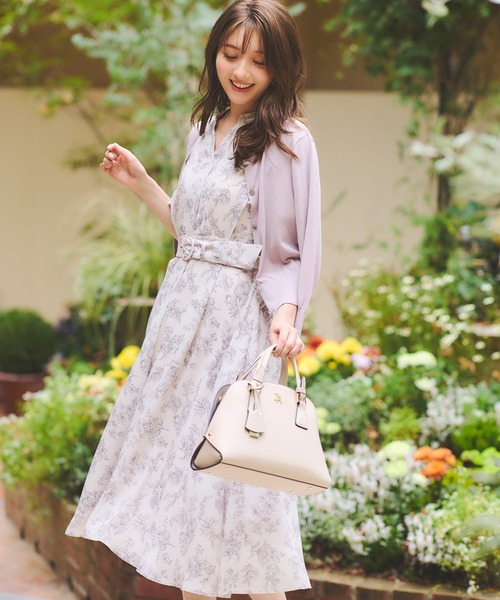 LAISSE PASSE　レッセパッセ　リボンベルト付き　花柄レースワンピース LAISSE PASSE（レッセパッセ）の「ベルト付レースワンピース