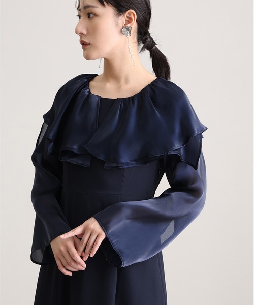 atlo（アトロ） ドレス ミモレ丈＆袖ありフォーマルスリットスリーブ