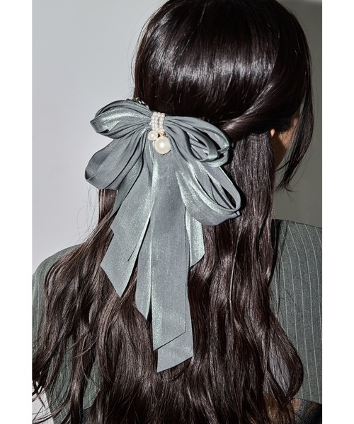 niana（ニアナ） ヘアクリップ パールサテンビッグリボンバレッタ