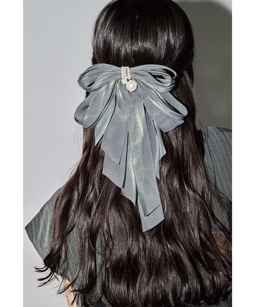 niana（ニアナ） ヘアクリップ パールサテンビッグリボンバレッタ