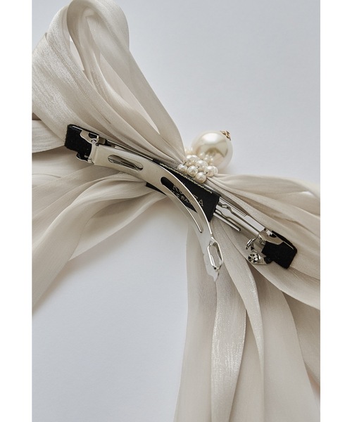 niana（ニアナ） ヘアクリップ パールサテンビッグリボンバレッタ