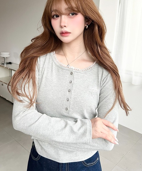 ローエ ROHE ヘンリーネックリブカットソー 長袖 36 アイボリー /ES POLO RALPH LAUREN（ポロ・ラルフローレン） tシャツ コットン