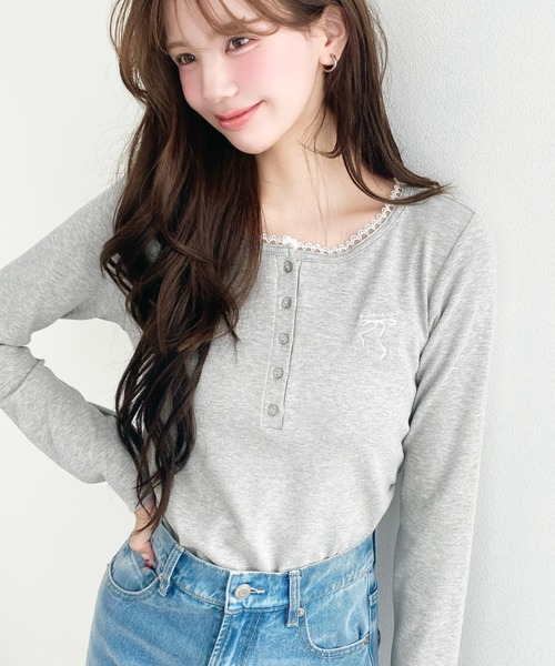 CHANEL 08P ヘンリーネック リブ カットソー tシャツ ヘンリーネック×リブ袖カットソー レディース : ZOZOTOWN