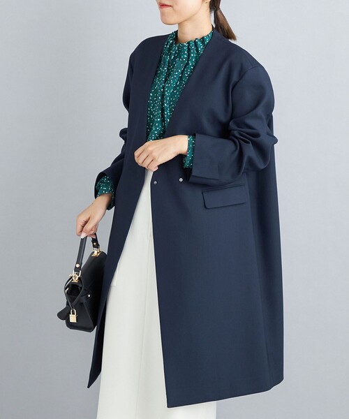 SHIPS(シップス) ノーカラーコート 36 ネイビー レディース SHIPS(シップス) ノーカラーコート 36 ネイビー レディース