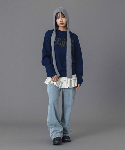 X-girl（エックスガール） ニット帽 ニットキャップ STRAPPED KNIT