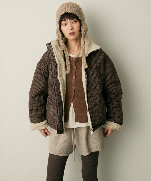 full/fill. ダウンコート ダウンジャケット reversible check boa puff