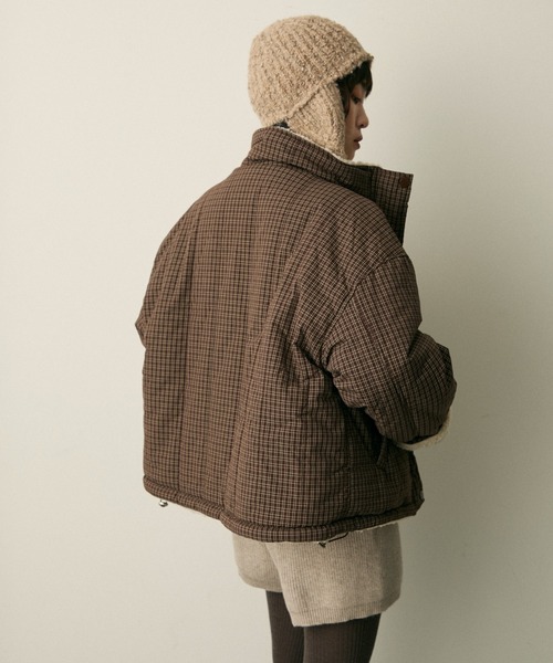 アリソンブラウン　リバーシブル　ボア　チェック　ダウン　ジャケット full/fill. ダウンコート ダウンジャケット reversible check boa puff