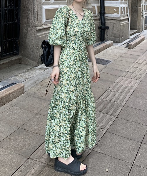 「N.s」 半袖ワンピース S グリーン レディース_画像8