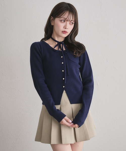 fupel カーディガン choker waist shape knitcardigan / チョーカー