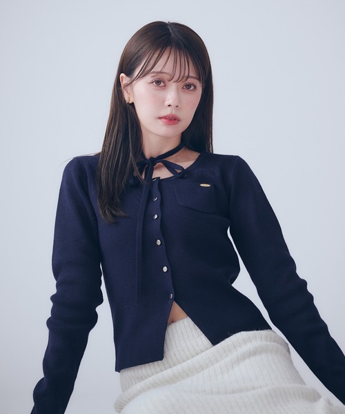 fupel カーディガン choker waist shape knitcardigan / チョーカー