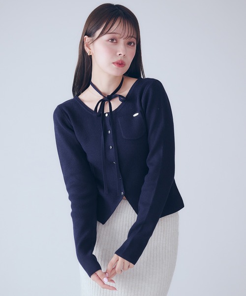fupel カーディガン choker waist shape knitcardigan / チョーカー