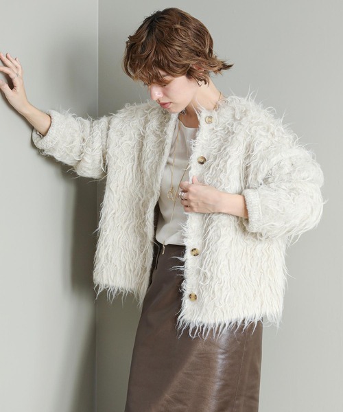 The rejoice カーディガン 2wayシャギーカーデ レディース