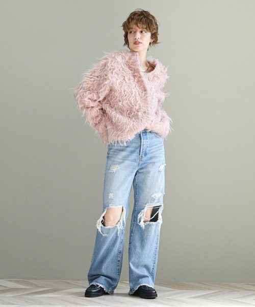 The rejoice カーディガン 2wayシャギーカーデ レディース