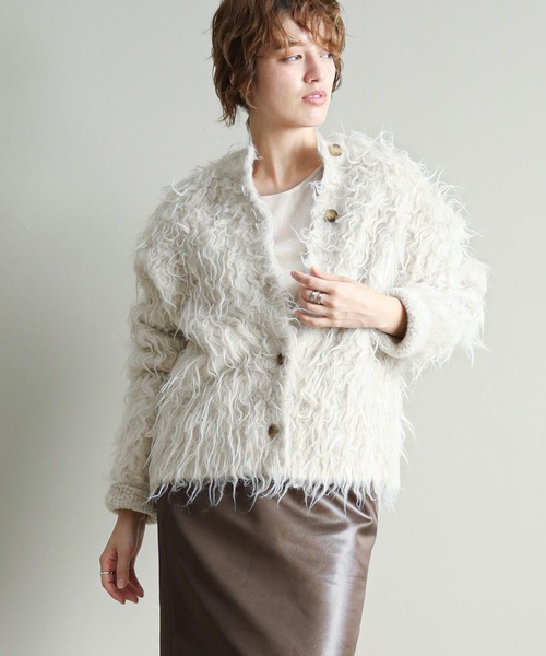 The rejoice カーディガン 2wayシャギーカーデ レディース