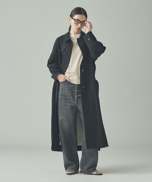 ★koca★Curensology カレンソロジー　ウールコート　ブラック Curensology（カレンソロジー） ステンカラーコート コート /リネン