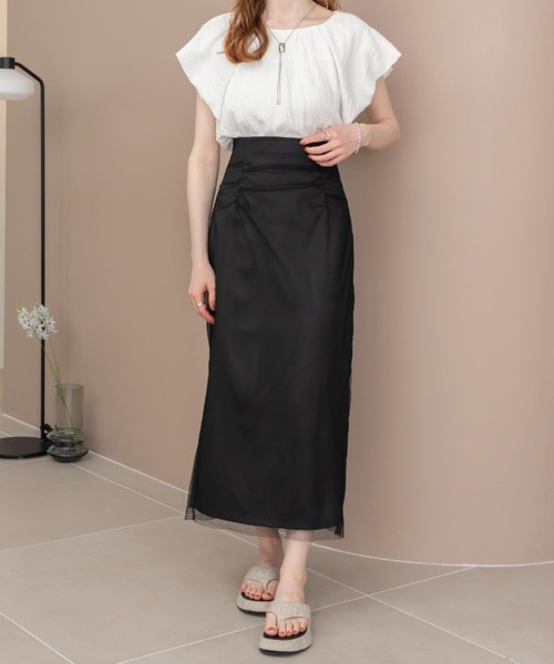 「hinari」 タイトスカート FREE チャコールグレー レディース_画像3