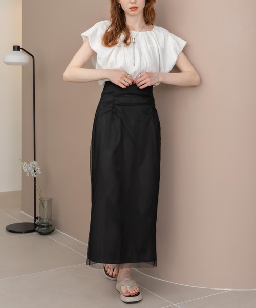 「hinari」 タイトスカート FREE チャコールグレー レディース_画像4