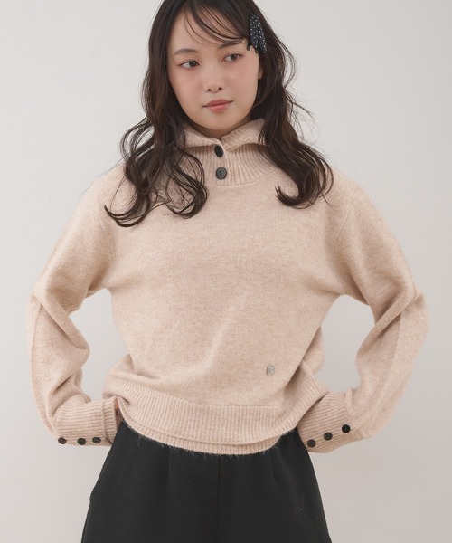 MUHET（ミュエータ） ニット セーター layered like hoodie knit