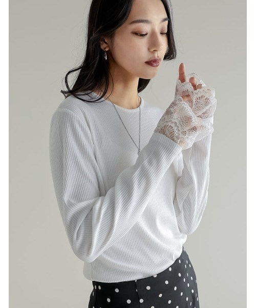 Re:EDIT（リエディ） tシャツ リブカットソーレーススリーブレイヤード