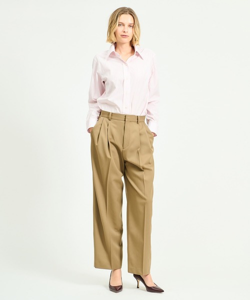 ワイドパンツ スラックス パンツ ESTNATION / ツータックパンツ レディースの画像