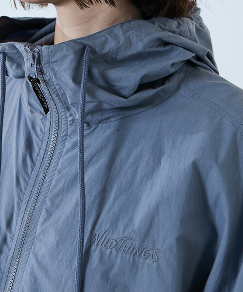 WILD THINGS フード付きナイロンジャケット 青 リバーシブル ワイルドシングス WILD THINGS USA製 プリマロフト リバーシブル