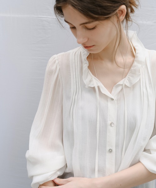 tageechita ブラウス シャツ 「tageechita」フリルネック シフォン 