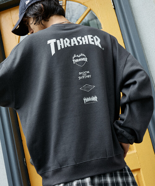 「THRASHER」 スウェットカットソー MEDIUM ネイビー メンズ_画像2