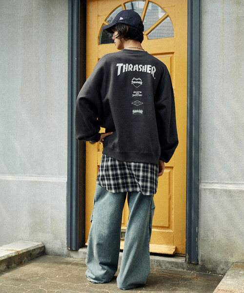 「THRASHER」 スウェットカットソー MEDIUM ネイビー メンズ_画像7