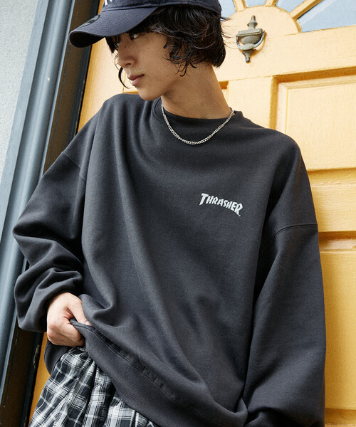 「THRASHER」 スウェットカットソー MEDIUM ネイビー メンズ_画像8